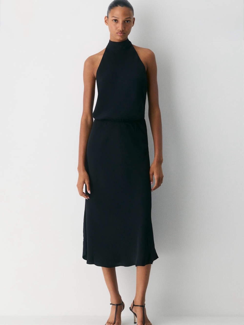 Aritzia Black Halter Midi Dress